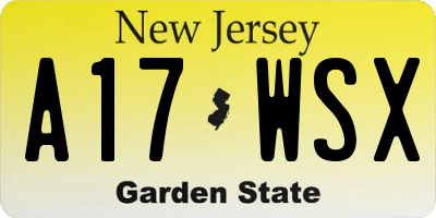 NJ license plate A17WSX