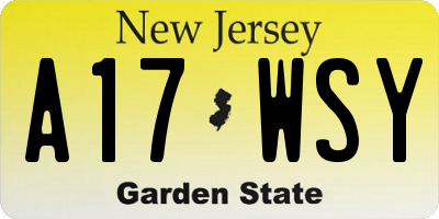 NJ license plate A17WSY