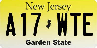 NJ license plate A17WTE