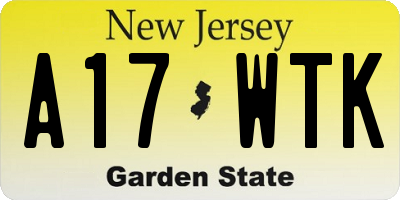 NJ license plate A17WTK