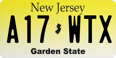 NJ license plate A17WTX