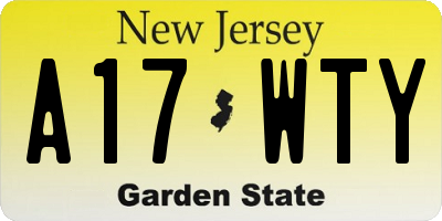 NJ license plate A17WTY
