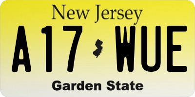 NJ license plate A17WUE