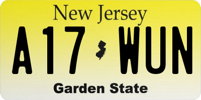 NJ license plate A17WUN