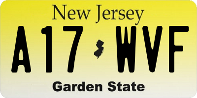 NJ license plate A17WVF