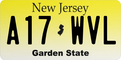 NJ license plate A17WVL