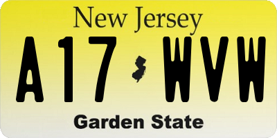NJ license plate A17WVW