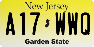 NJ license plate A17WWQ