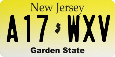 NJ license plate A17WXV