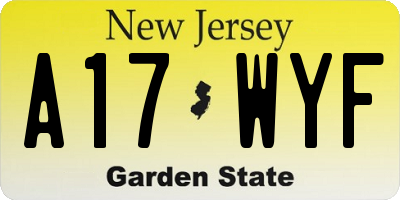 NJ license plate A17WYF