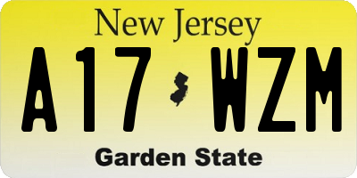 NJ license plate A17WZM