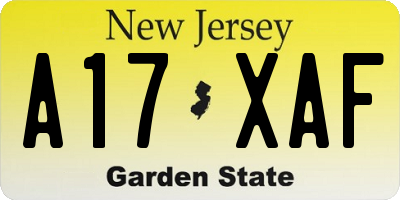 NJ license plate A17XAF
