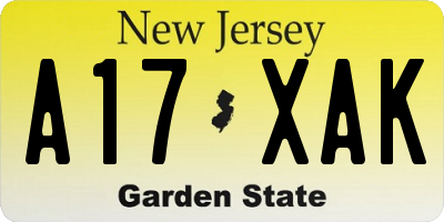 NJ license plate A17XAK