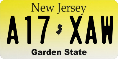 NJ license plate A17XAW