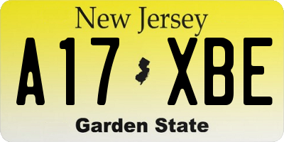 NJ license plate A17XBE