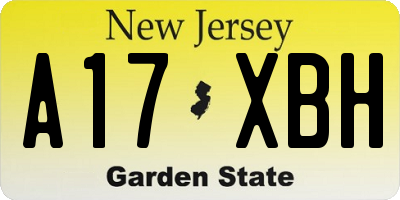 NJ license plate A17XBH