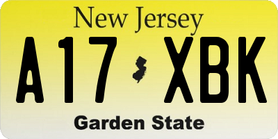 NJ license plate A17XBK