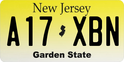 NJ license plate A17XBN