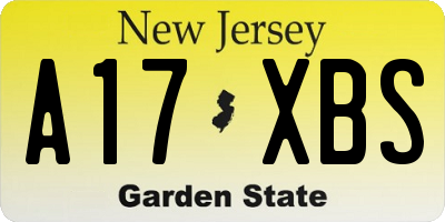 NJ license plate A17XBS