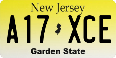 NJ license plate A17XCE