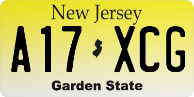 NJ license plate A17XCG