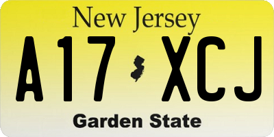 NJ license plate A17XCJ