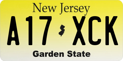 NJ license plate A17XCK
