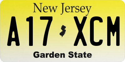 NJ license plate A17XCM