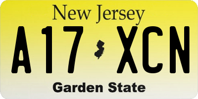 NJ license plate A17XCN