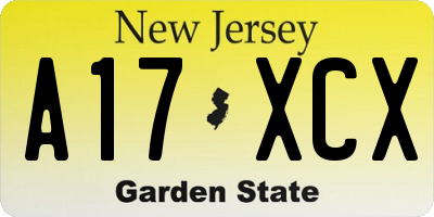 NJ license plate A17XCX