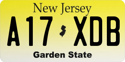 NJ license plate A17XDB