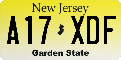 NJ license plate A17XDF