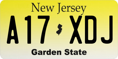 NJ license plate A17XDJ