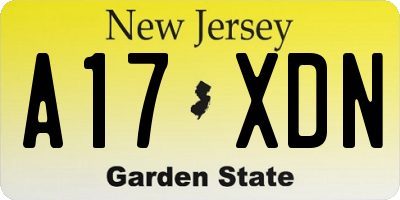 NJ license plate A17XDN