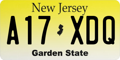 NJ license plate A17XDQ