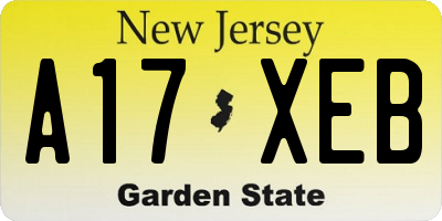 NJ license plate A17XEB