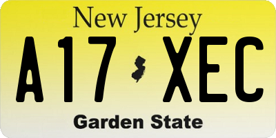 NJ license plate A17XEC