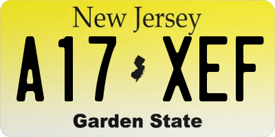 NJ license plate A17XEF