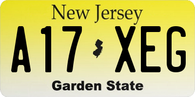 NJ license plate A17XEG