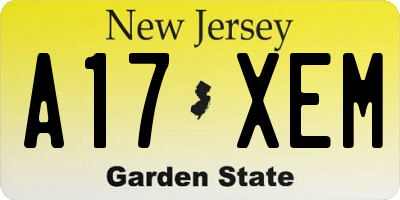 NJ license plate A17XEM