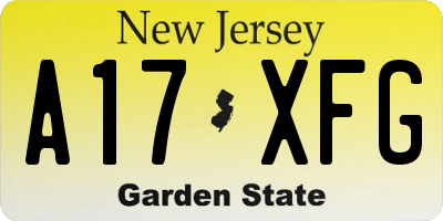 NJ license plate A17XFG