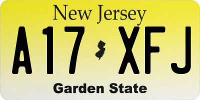 NJ license plate A17XFJ
