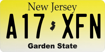 NJ license plate A17XFN