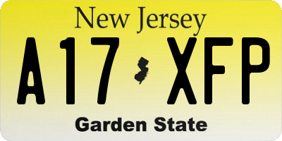 NJ license plate A17XFP