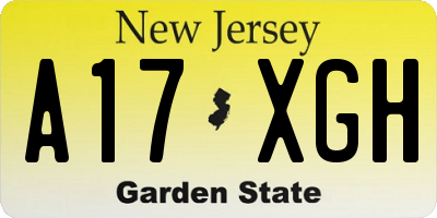 NJ license plate A17XGH