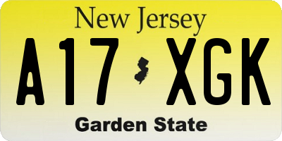 NJ license plate A17XGK