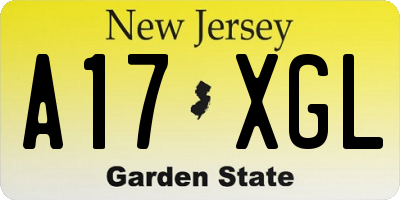NJ license plate A17XGL