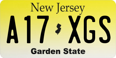NJ license plate A17XGS