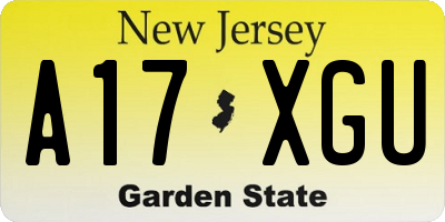 NJ license plate A17XGU