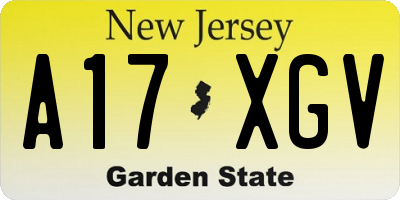 NJ license plate A17XGV